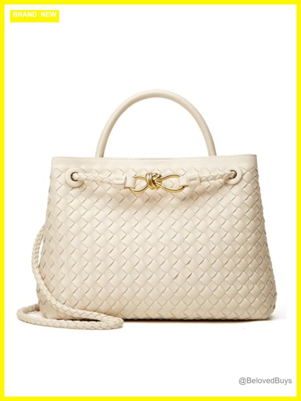 Woven Vegan Leather Tote Bag Satchel Bowknot Crossbody Purse